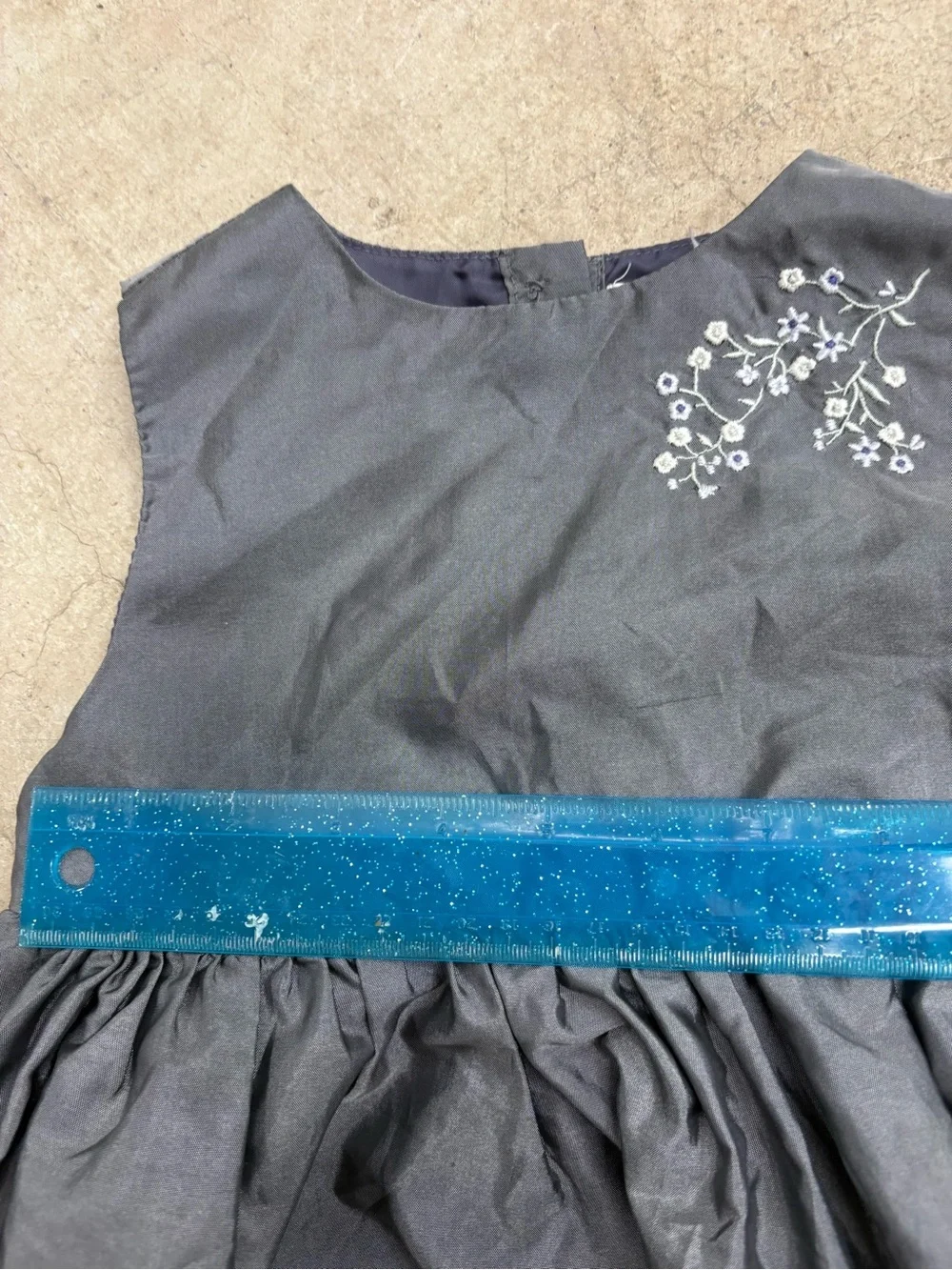 Gymboree Girls Gray A-Line Sleeveless Embroidered Button Back Dress